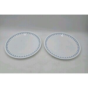 Vintage Corelle Corning Snowflake Blue Dinner Plates 10.25 Inch Lot Of 2